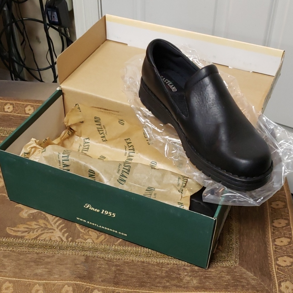 Newport black worn saddle shoes